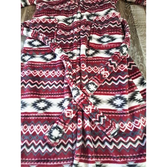 Trail Crest Robe Womens Fleece Full Length Hooded Belt Southwest Aztec Pockets M - Picture 6 of 8